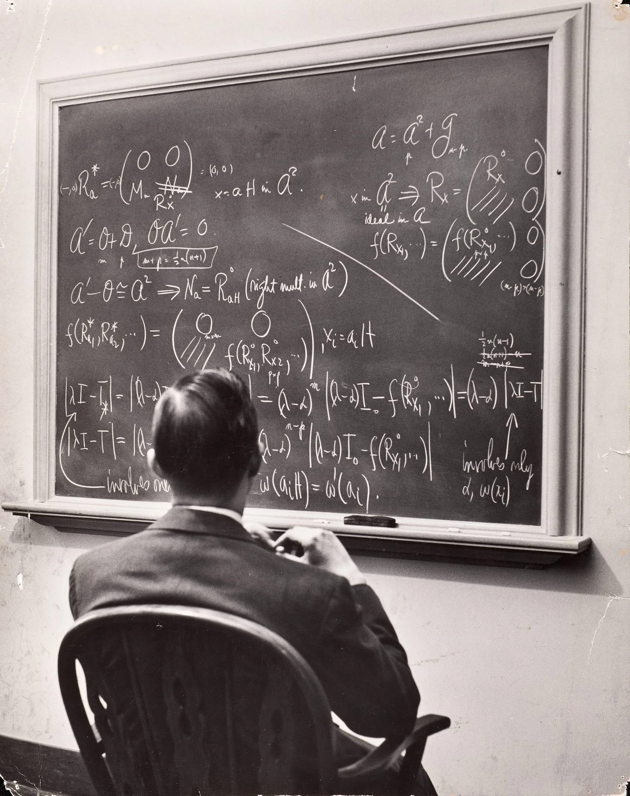 Richard Schafer, expert in non-associative algebra, studying complicated formula at the Institute for Advanced Study, Princeton, NJ, 1947