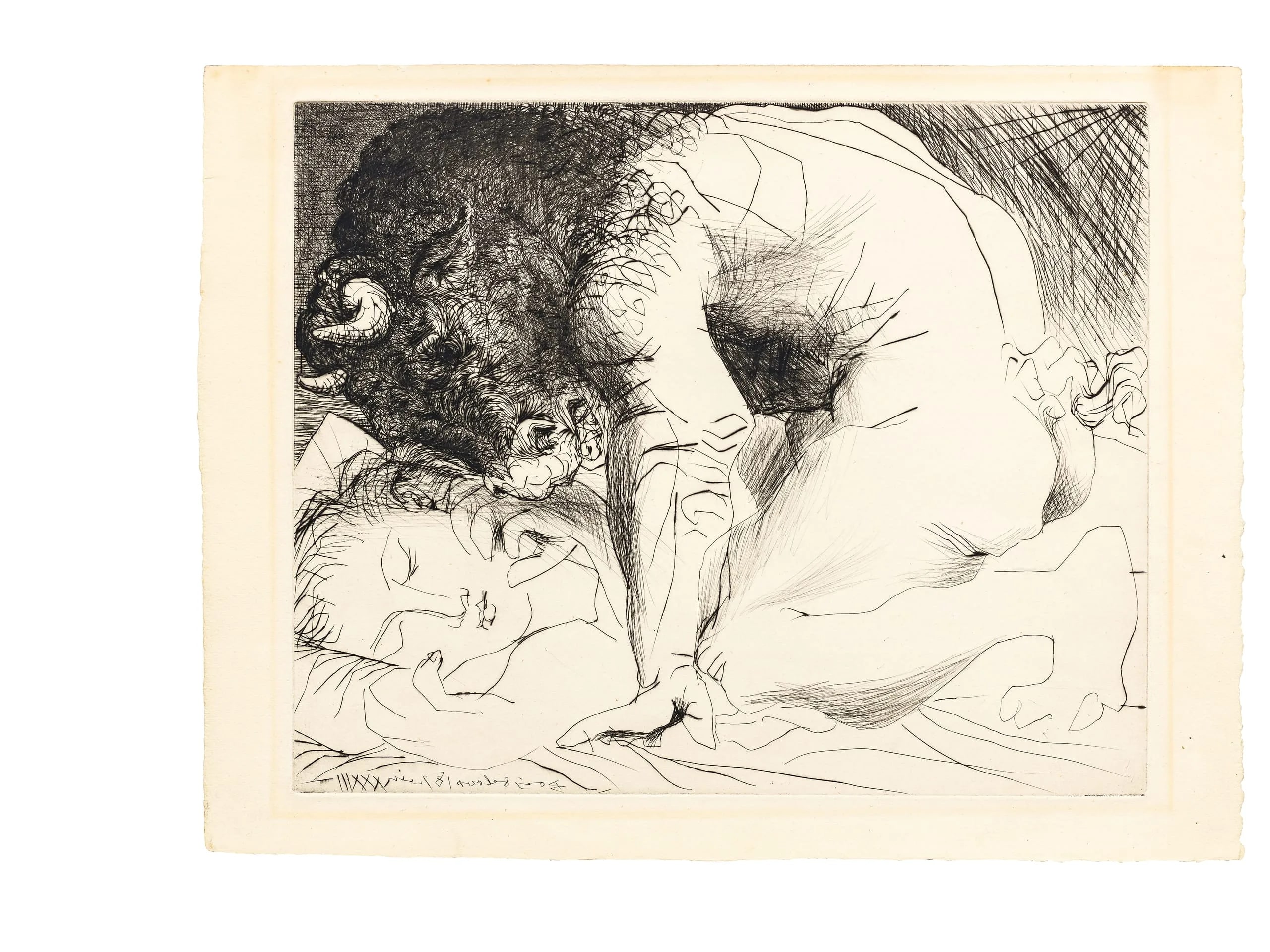 Minotaur Caressing a Sleeping Woman