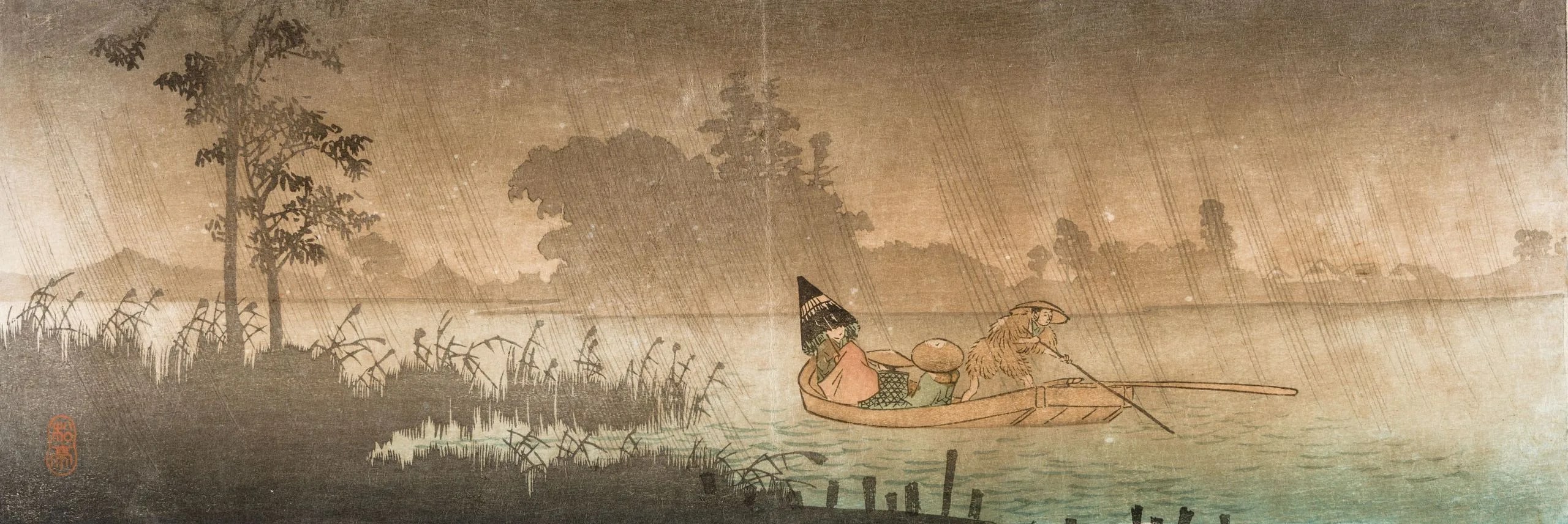 River Ferry on Rainy Day