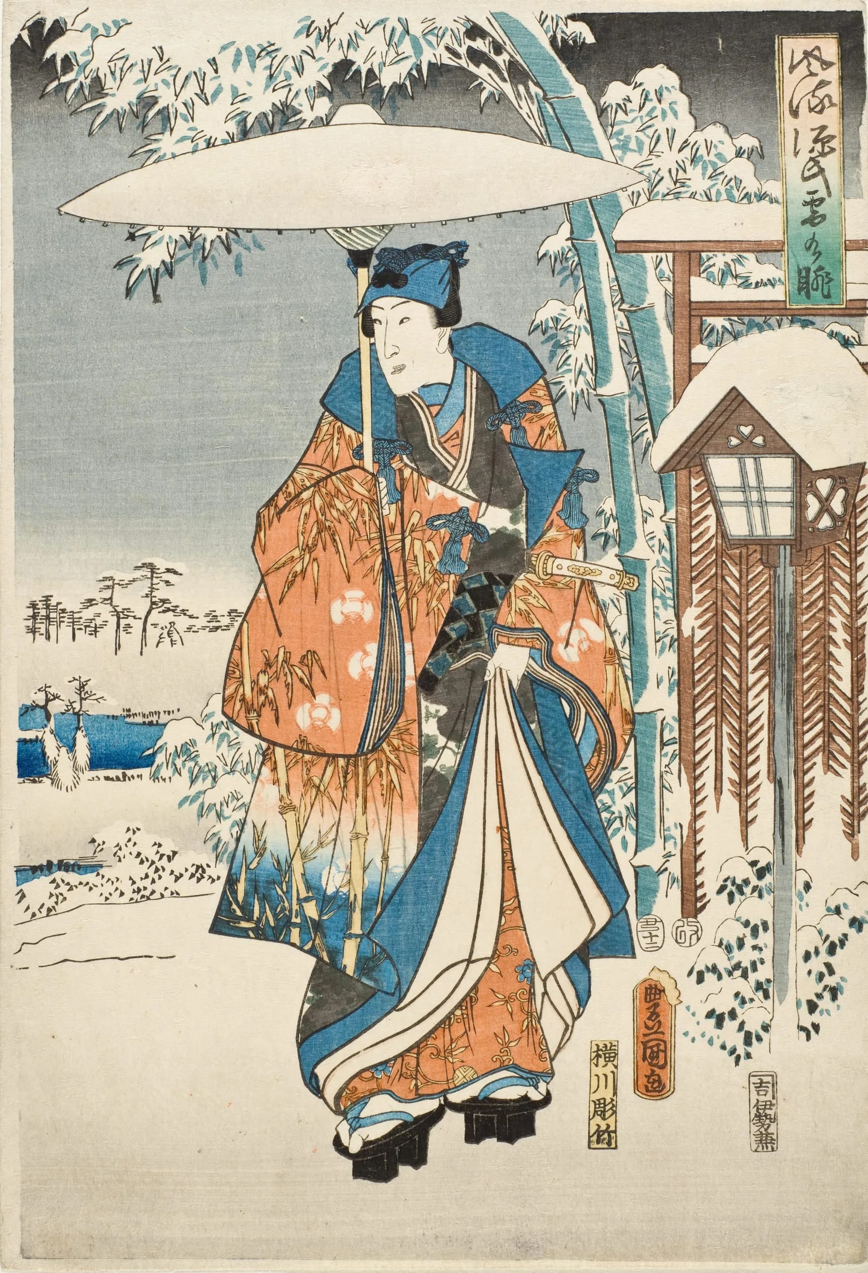 Murasaki and Genji Viewing the Snow