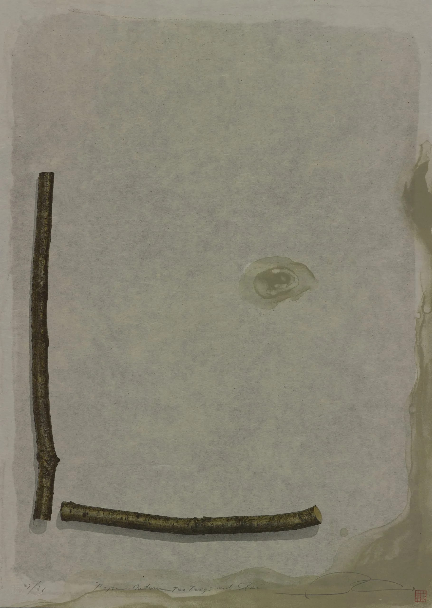 Paper between Two Twigs and Stain
