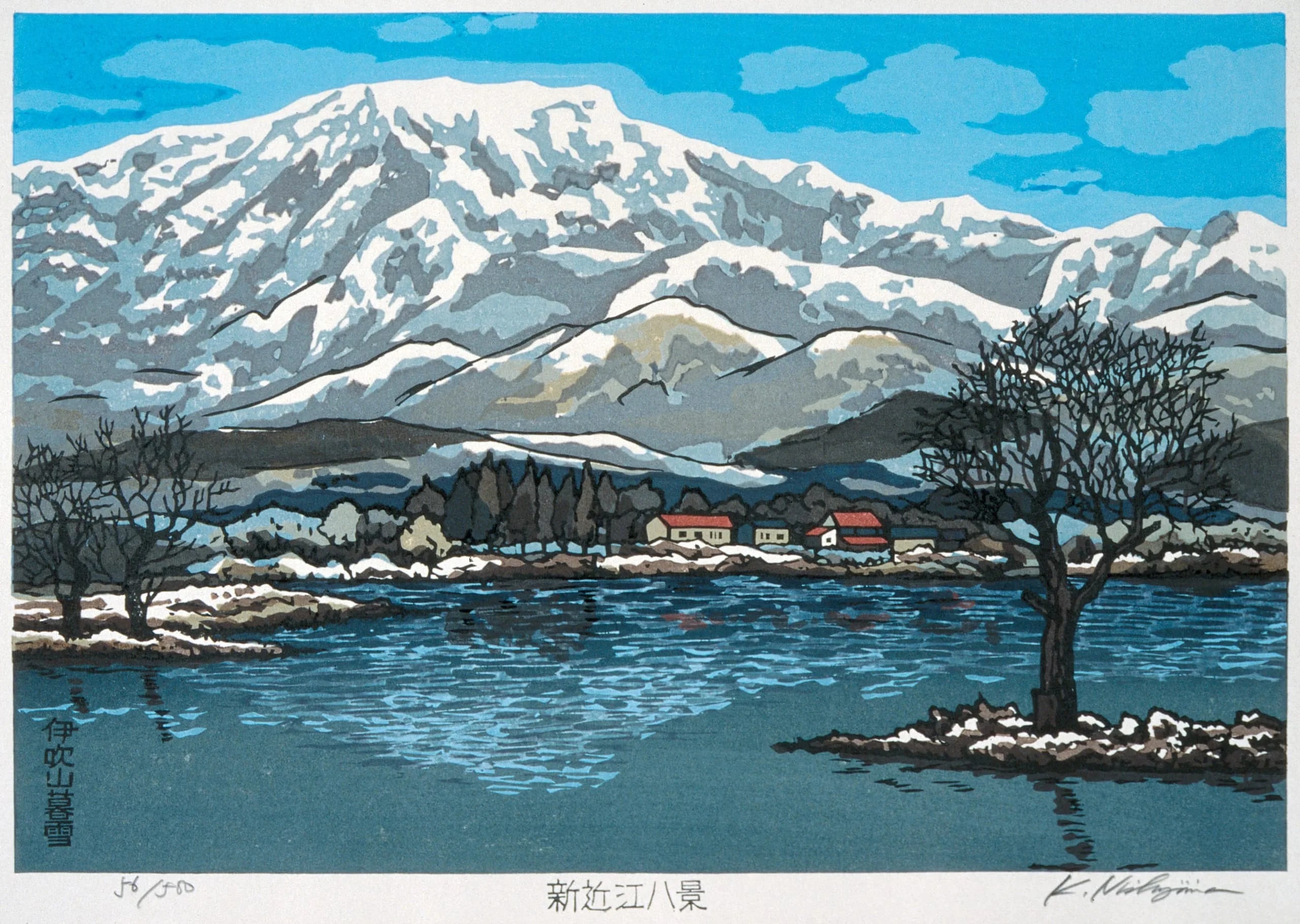 Evening Snowfall at Ibukiyama