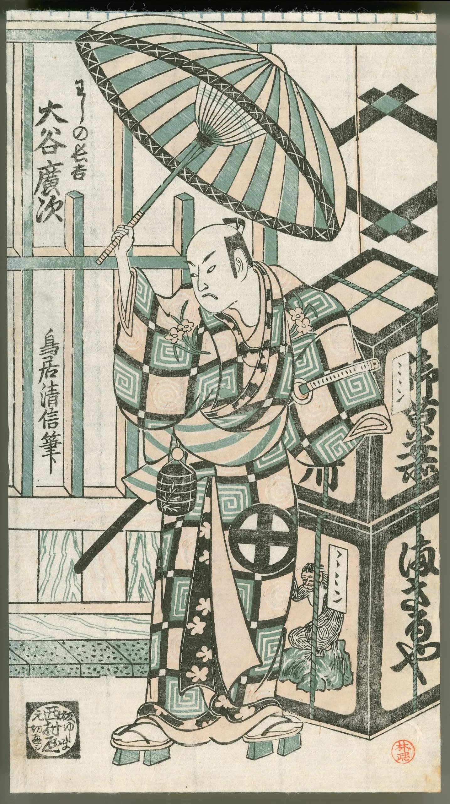 Otani Hiroji II in the Role of Washi no Chōkichi in the Play "Hatsu tora Kurama Genji" (Yoshitsune’s Tiger Spring Journey from Kurama).