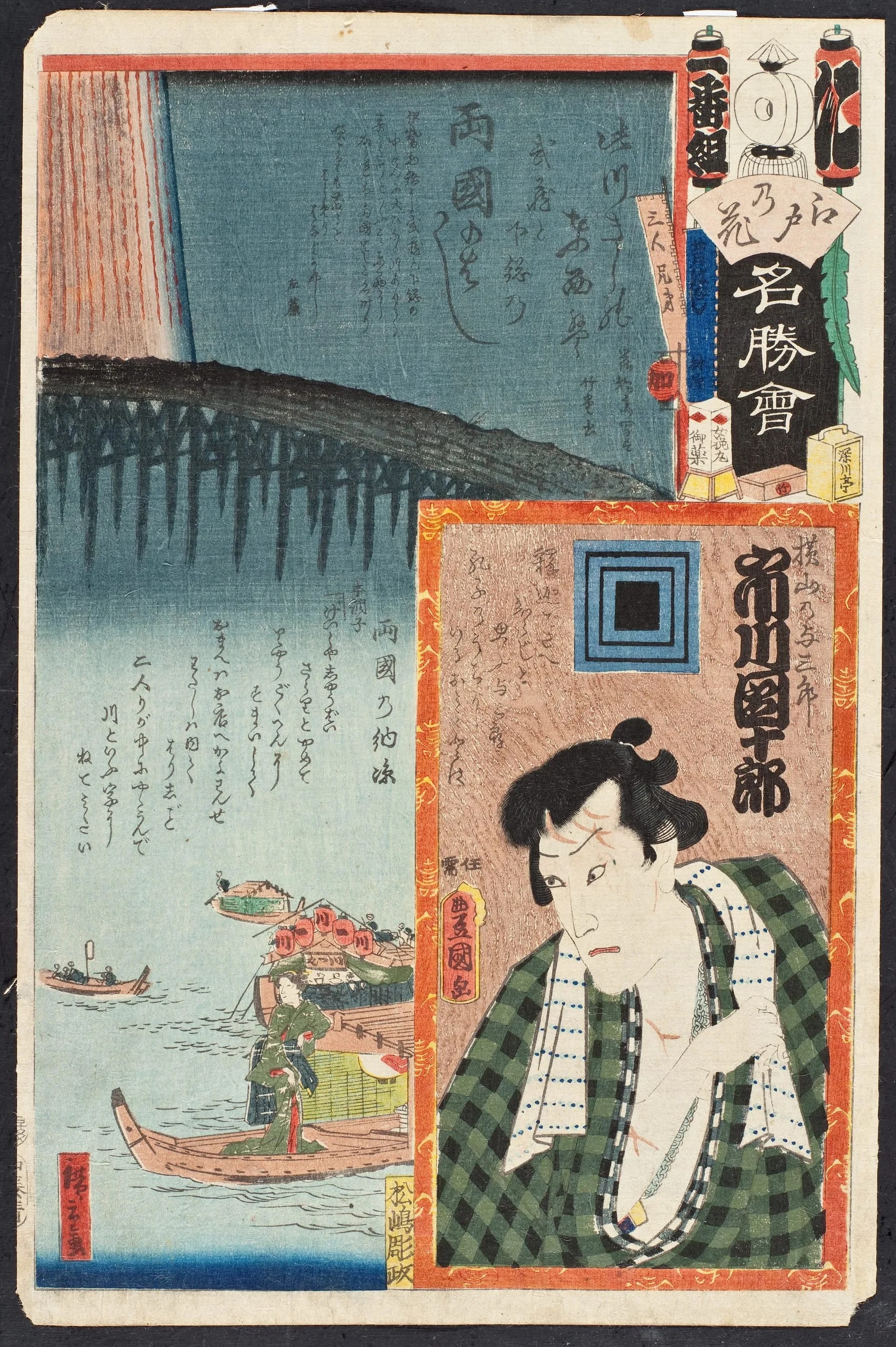 Ni Brigade, First Group; Ryōgoku Bridge: Actor Ichikawa Danjūrō VIII as Yokoyama no Yosaburō