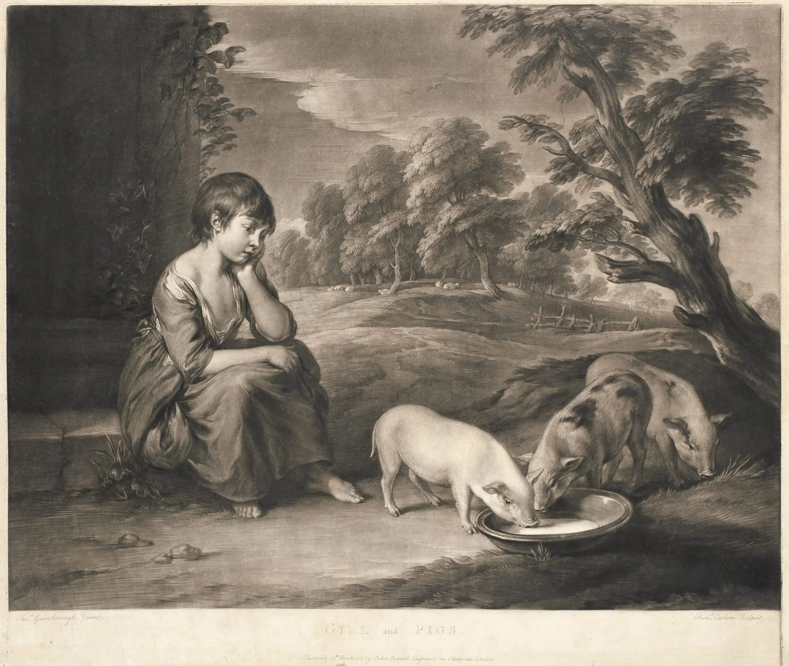 Girl and Pigs