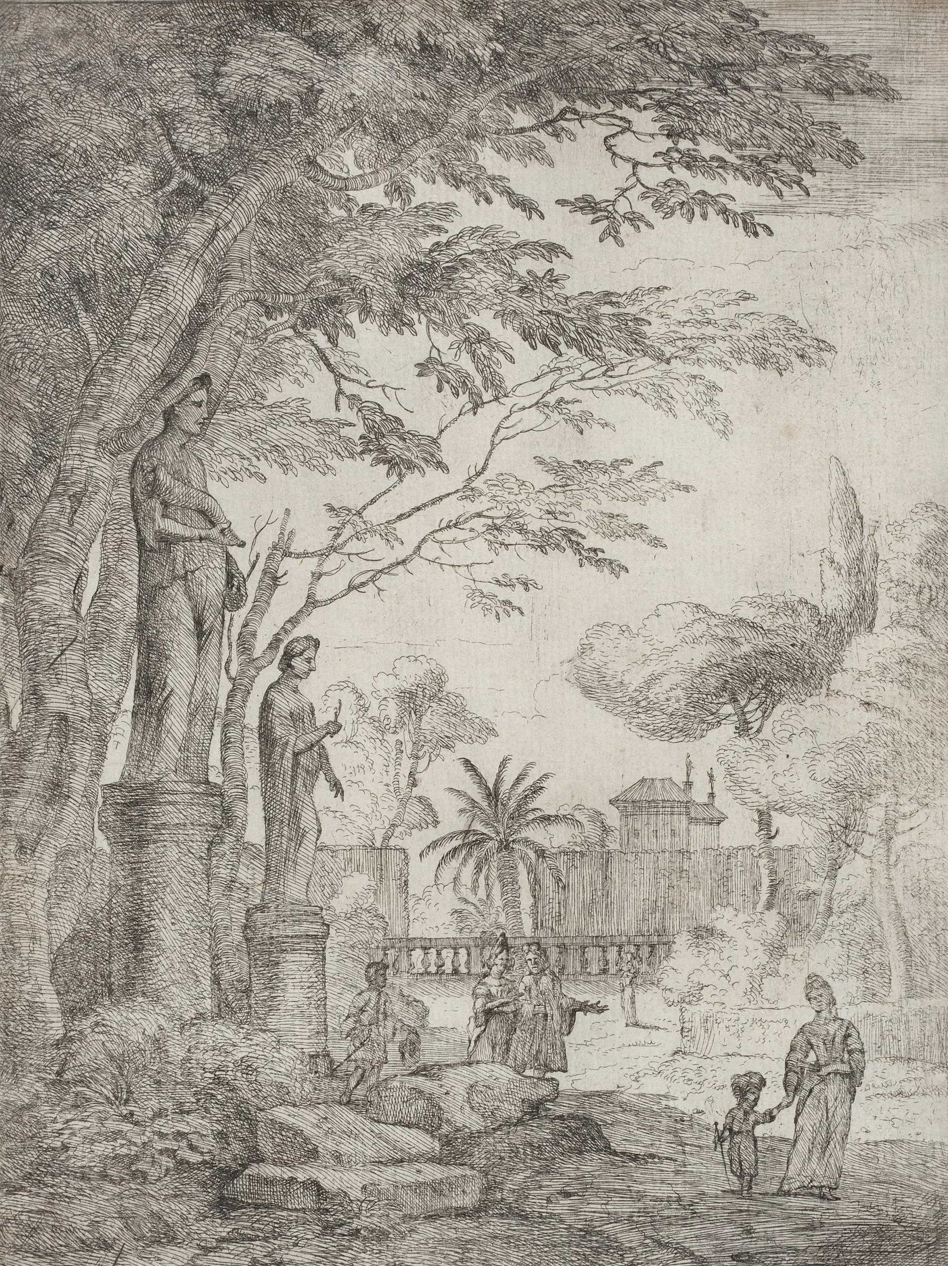 Garden Scene with Two Statues (Garden of the Villa Medici)