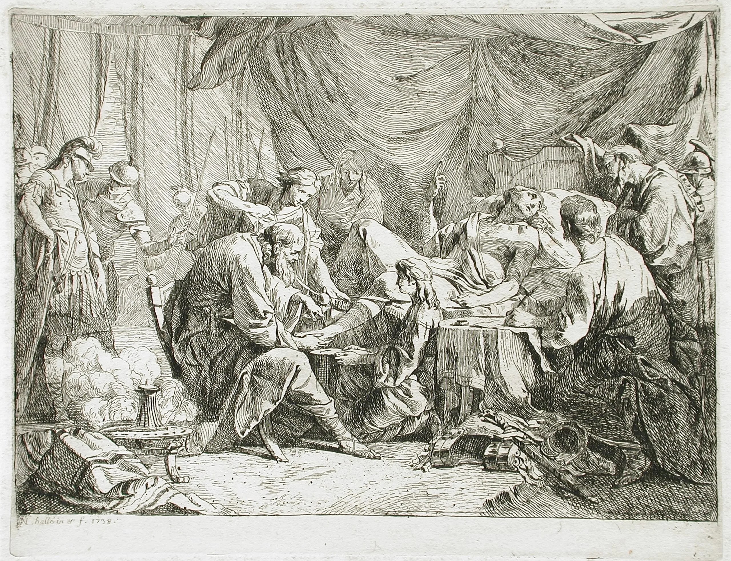 Wounded Antiochus after His Fall Dictating His Will