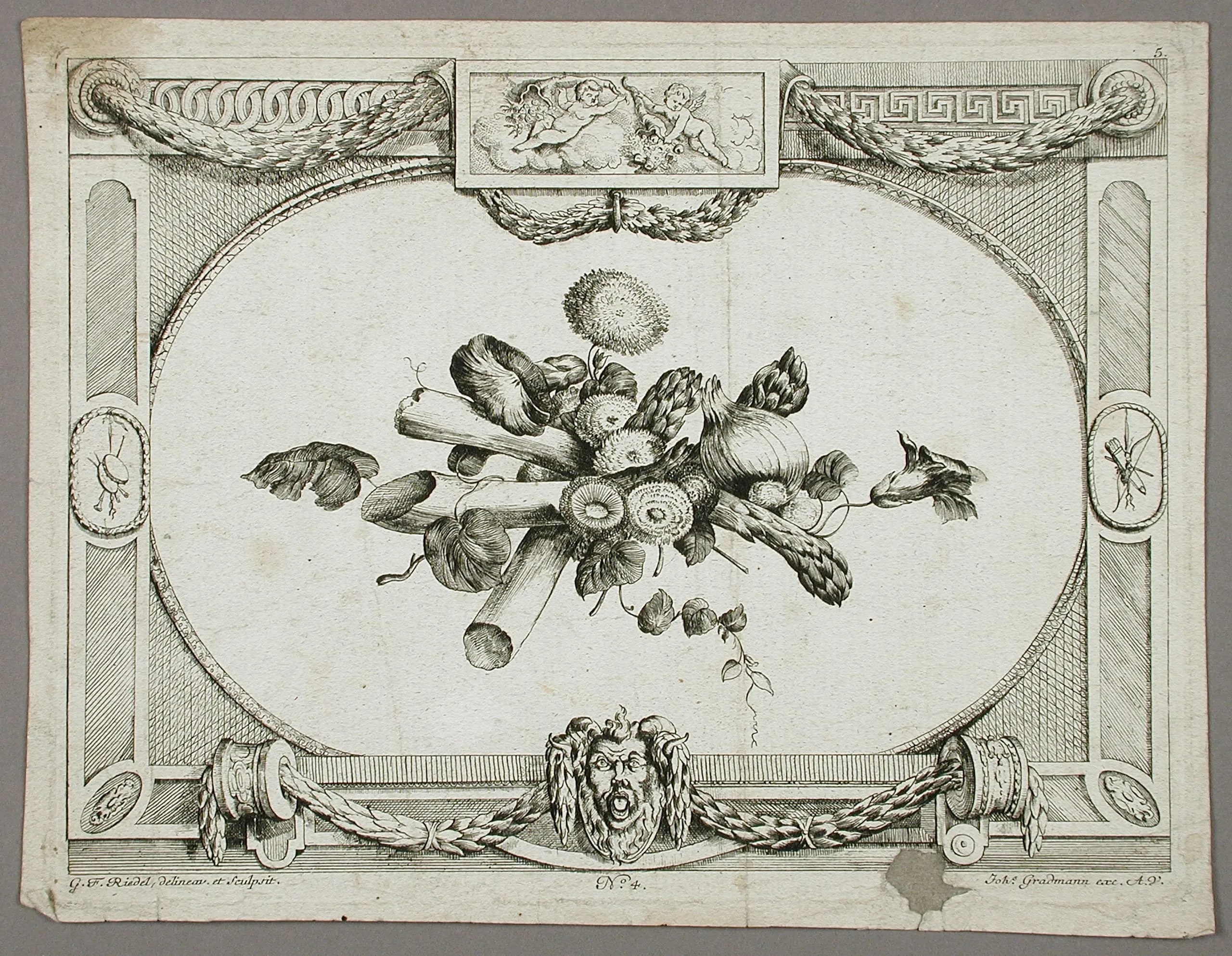 Framed Ornamental Design with Fruit and Vegetables