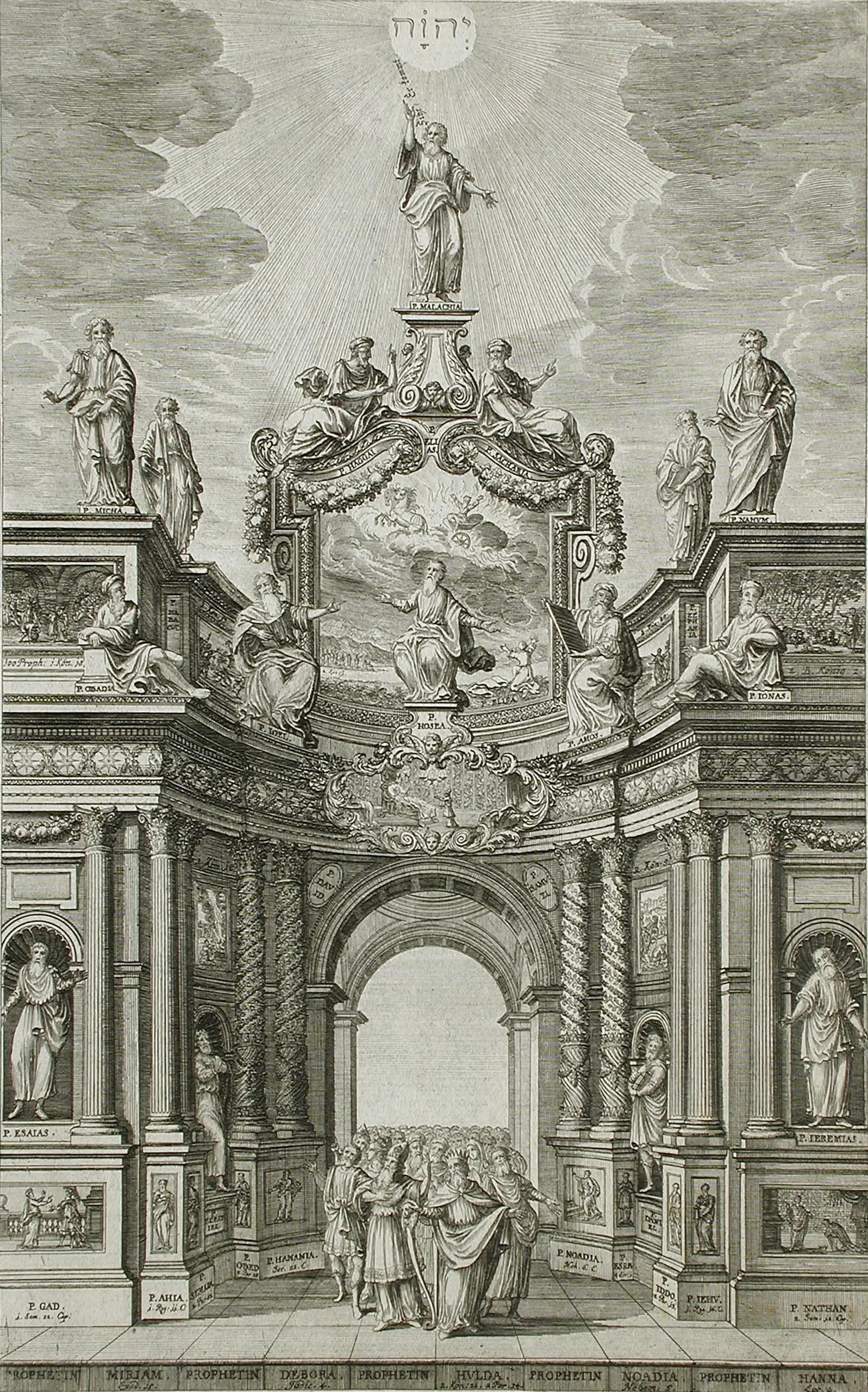 Frontispiece with Triumphal Arch with Malachi, Esra, Hosea, etc.