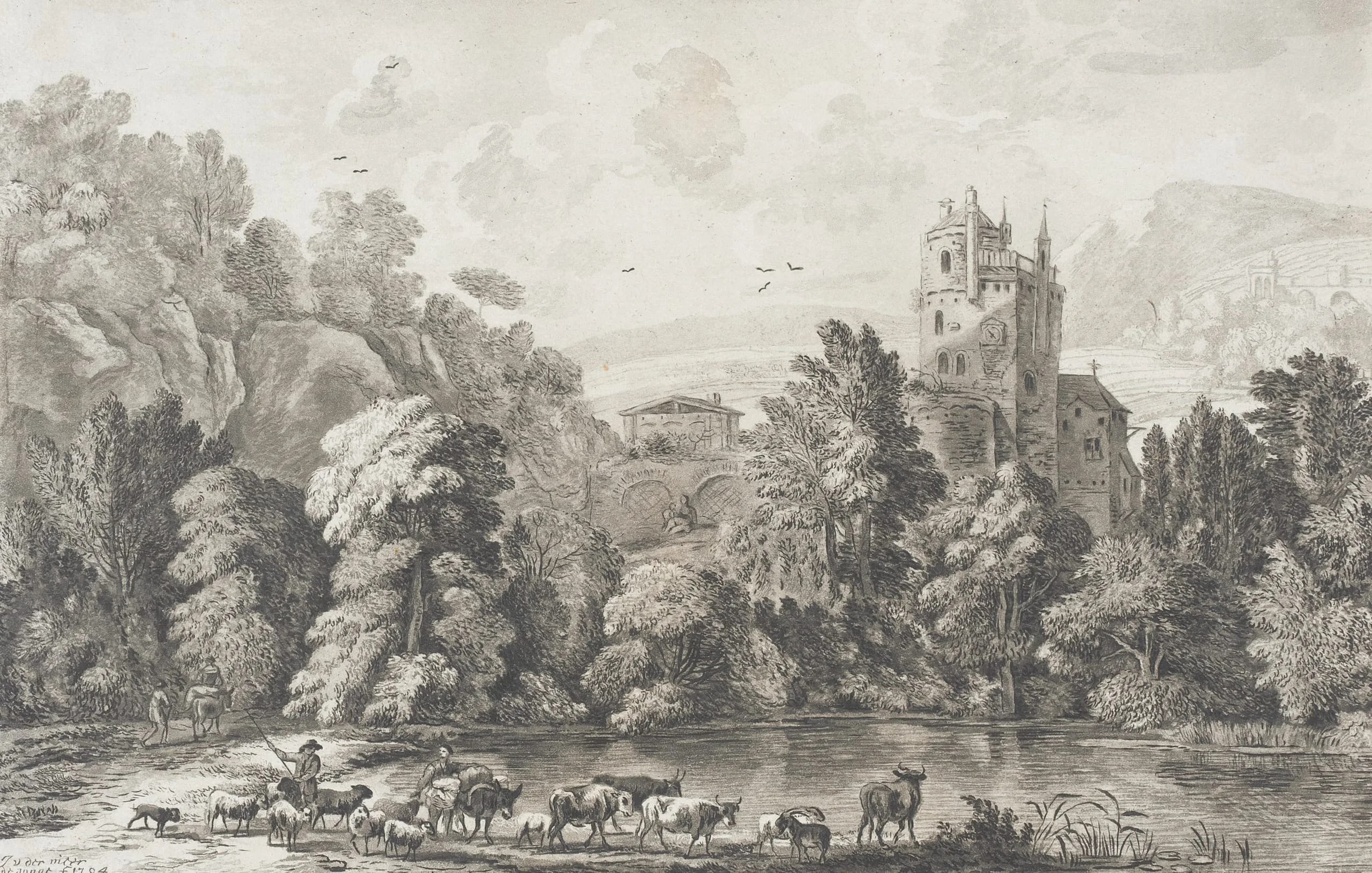 Landscape with Castle and Shepherd Tending Flock