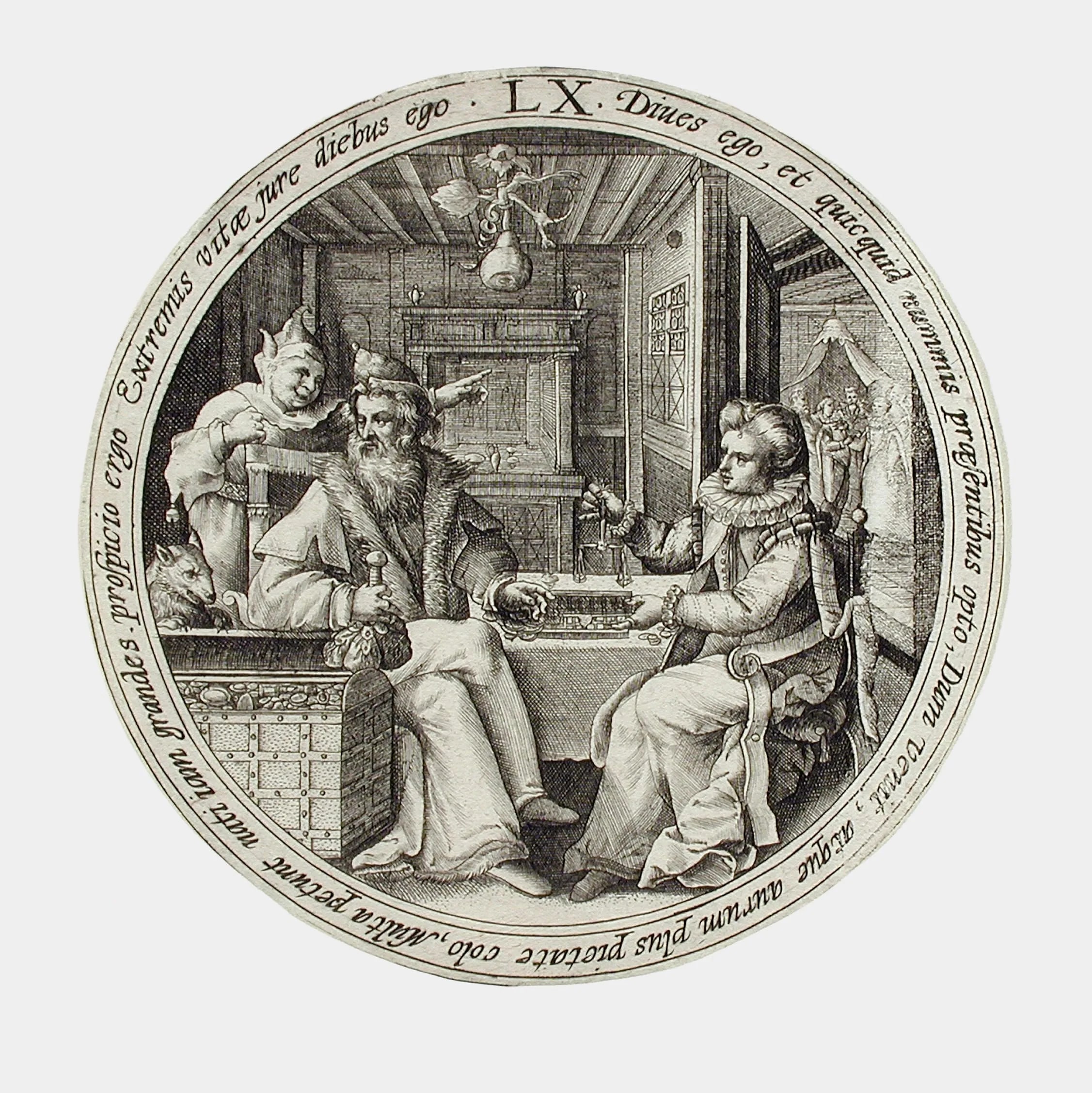 Man and Woman Sitting at a Table Weighing Gold