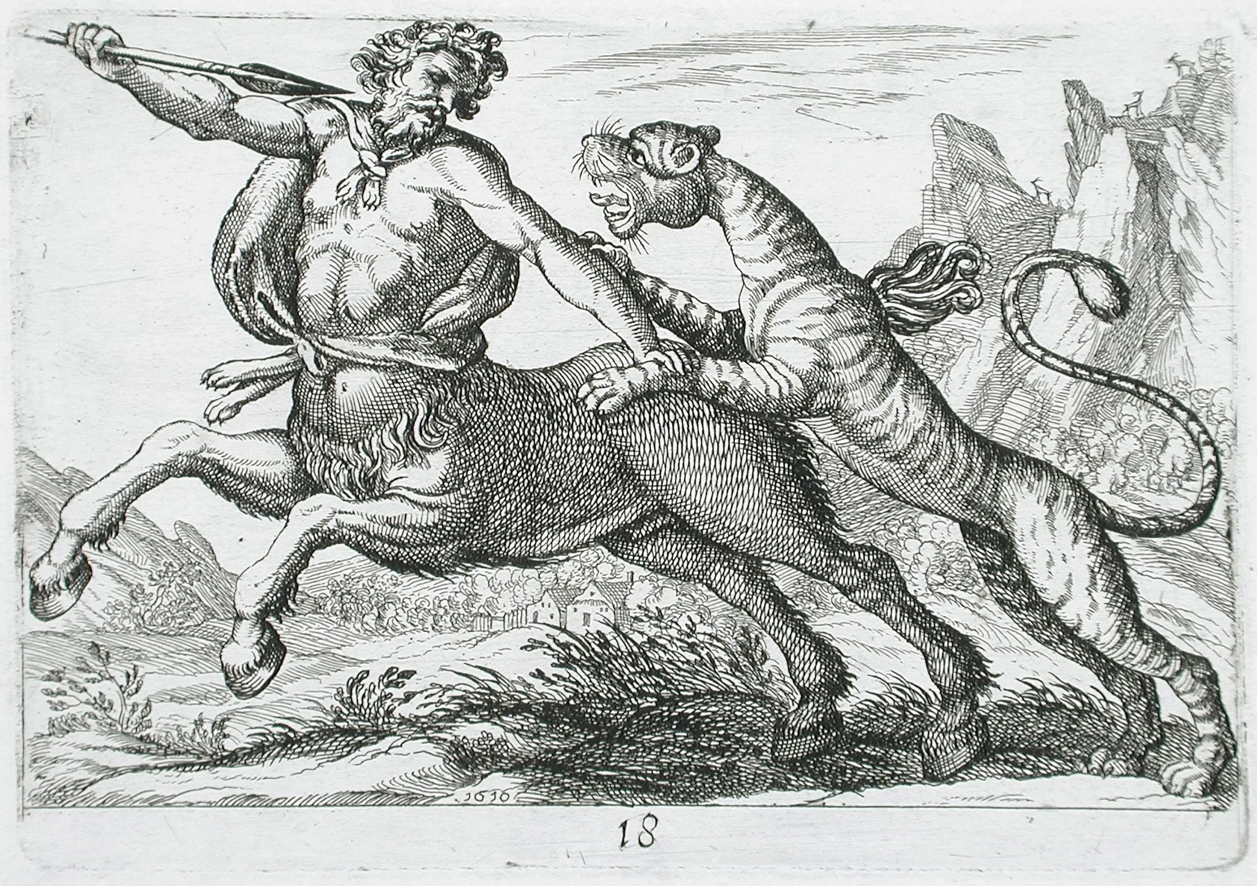 A Tiger Fighting a Centaur
