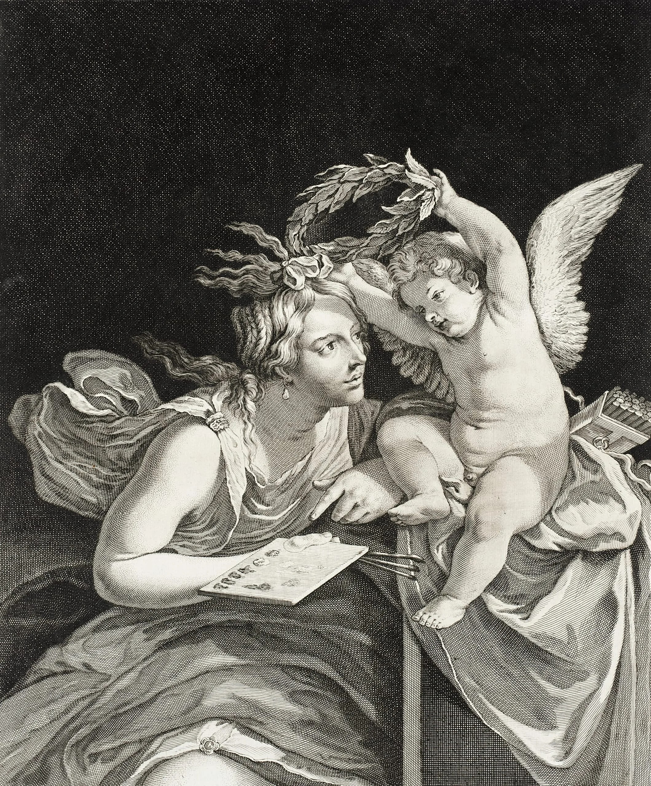 Allegorical Figure of Painting Wreathed by Cupid