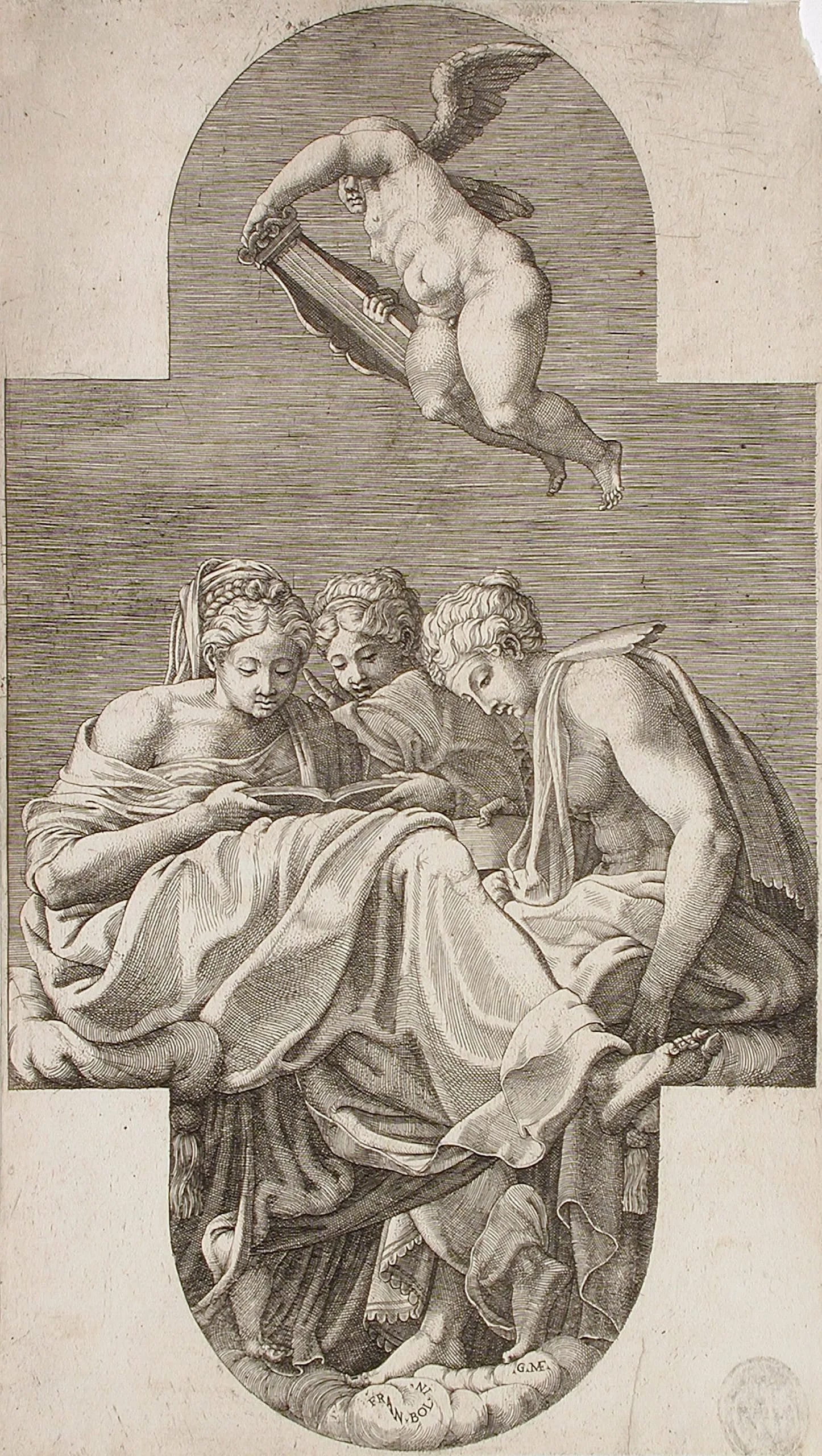 Three Muses and a Putto with a Lyre