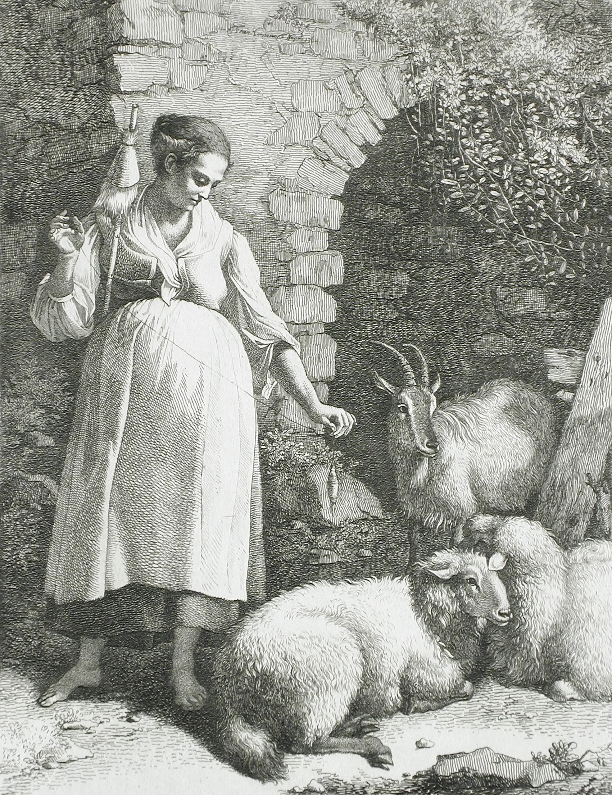 Woman Spinner Beside an Arch