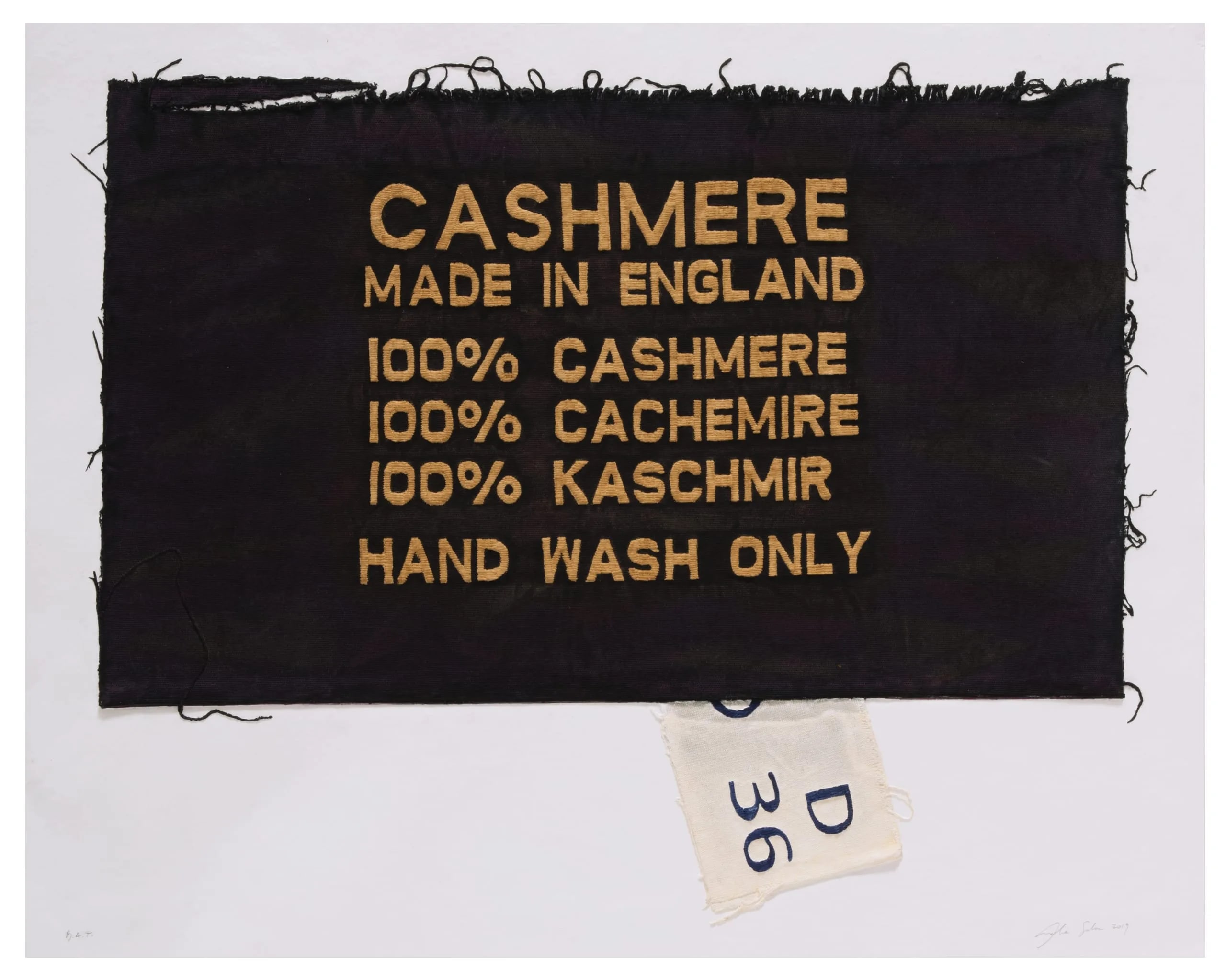 100% Cashmere, Made in England, Clothing Tag
