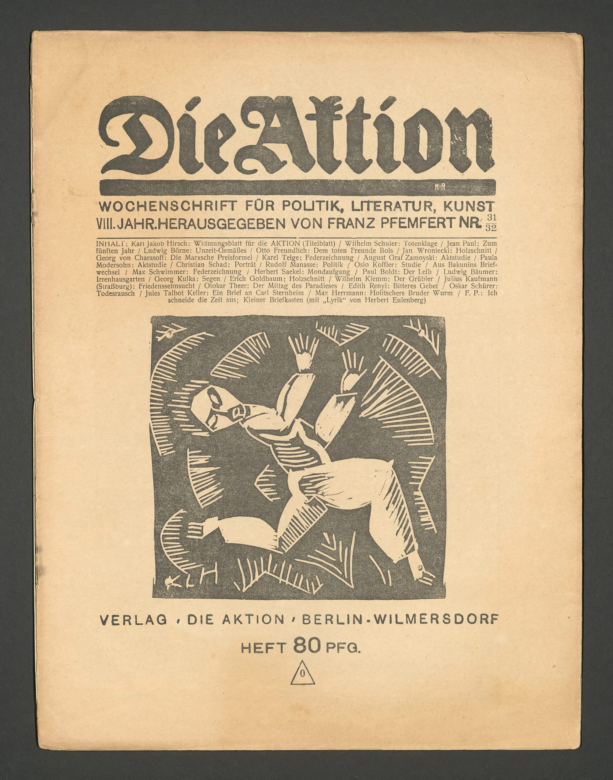 Dedication page for Die Aktion