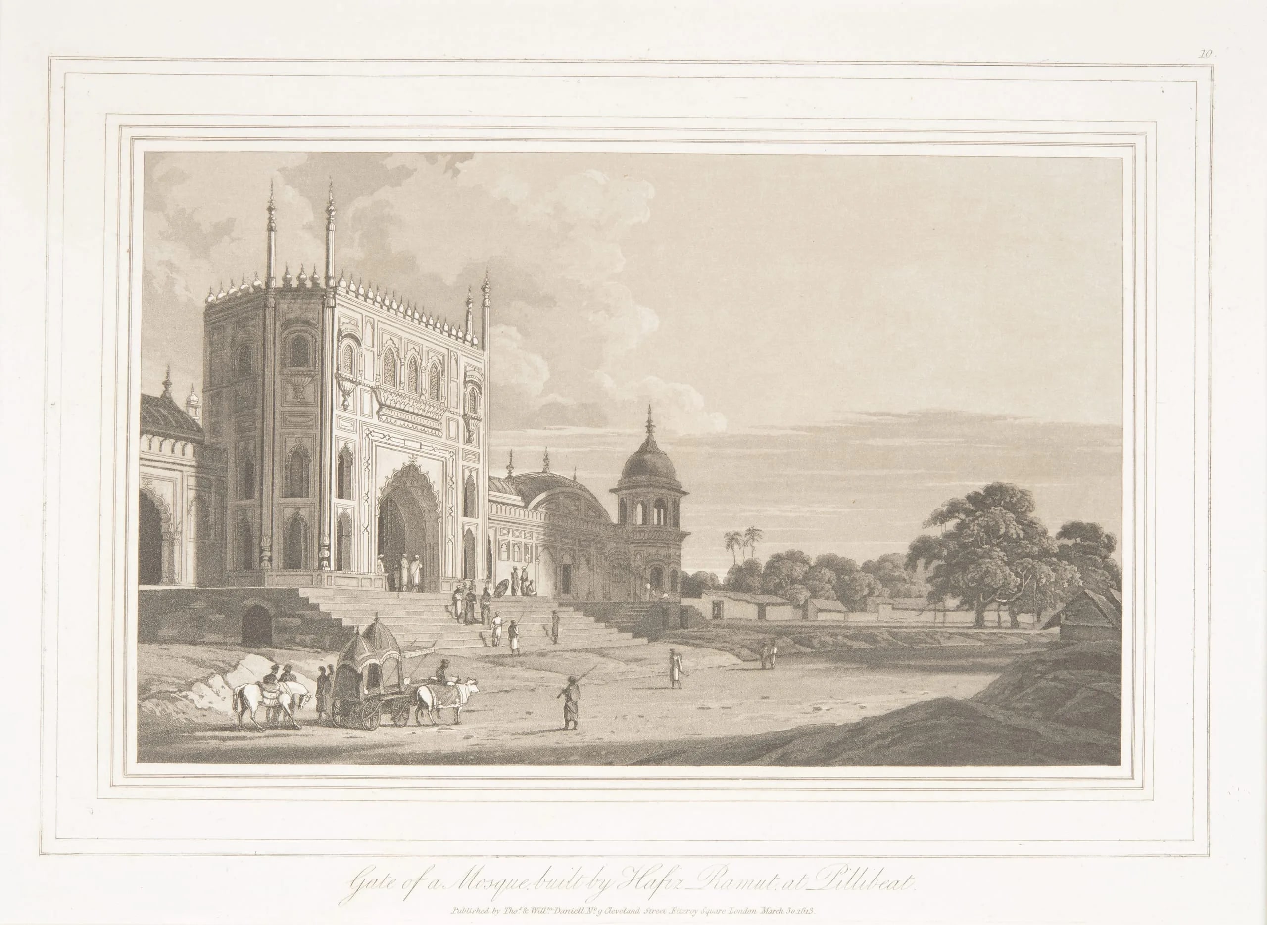Gate of a Mosque, built by Hafez Ramut, at Pillibeat [Pilibhit] from 'Oriental Scenery, Quarto Prints'