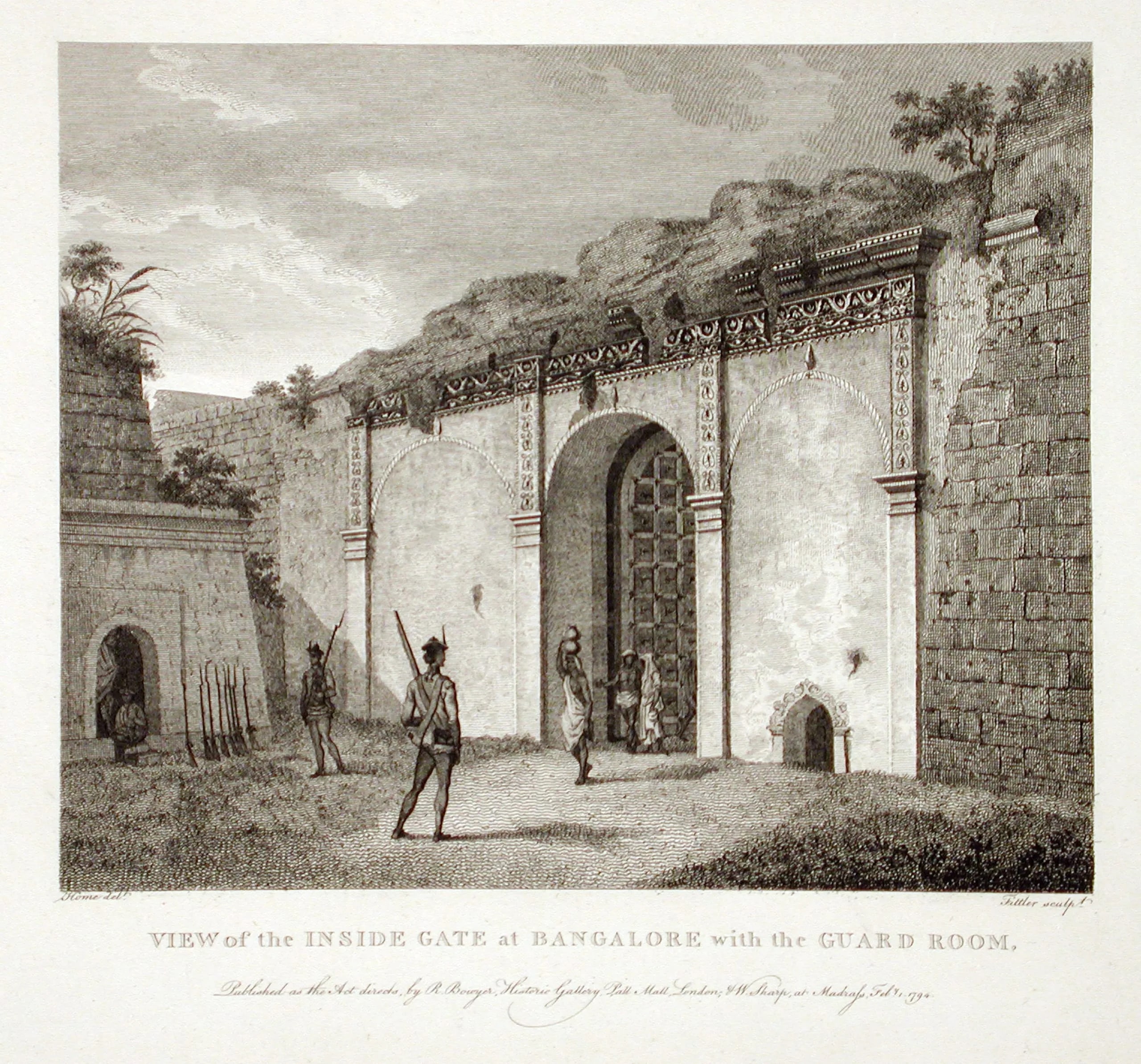 View of the Inside Gate at Bangalore with the Guard Room, From Select Views in Mysore, The Country of Tippoo Sultan