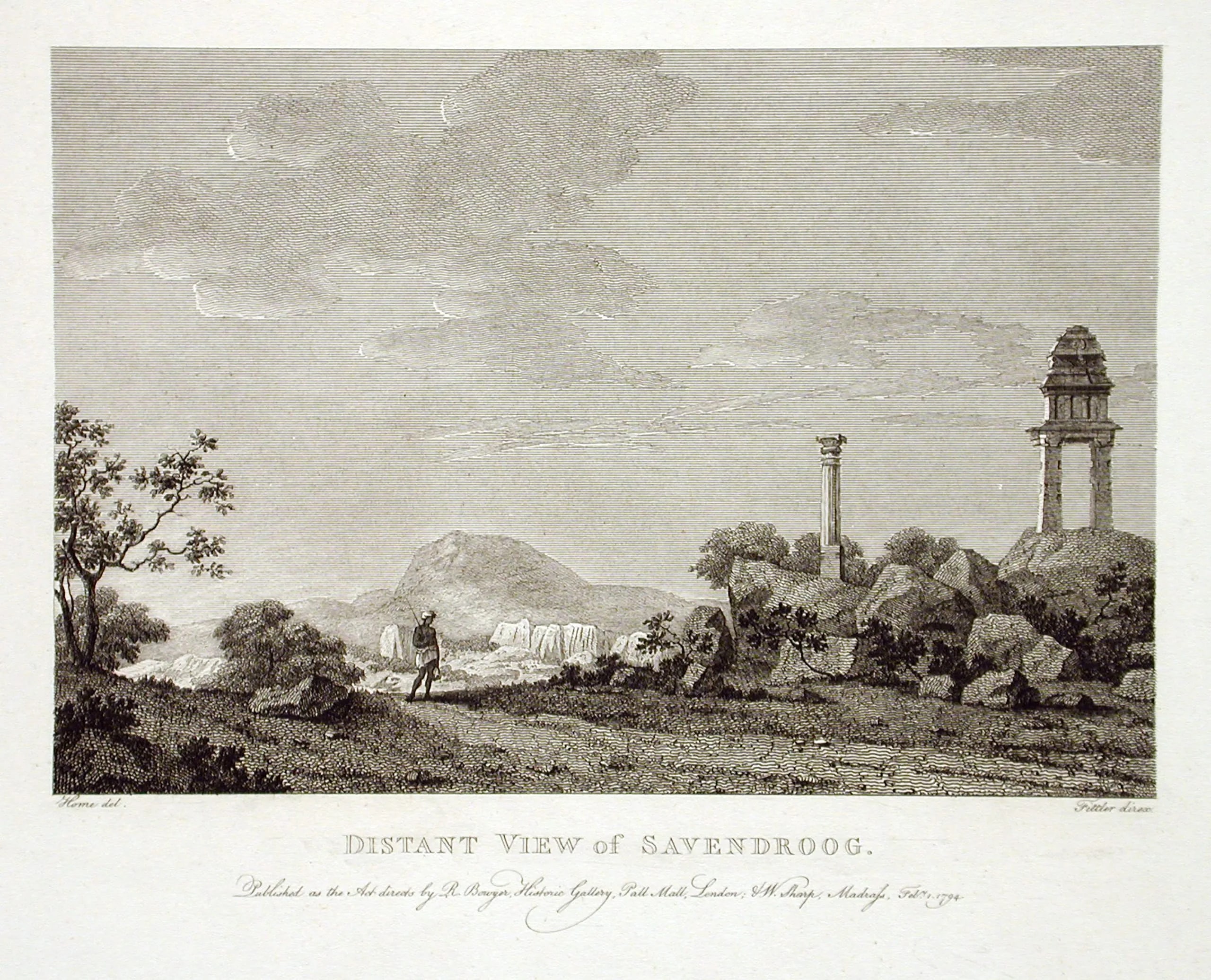 Distant View of Savendroog, From Select Views in Mysore, The Country of Tippoo Sultan