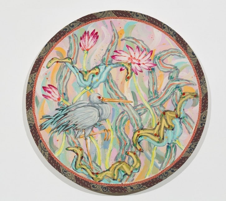 Bird &amp; Lotus Tondo #4