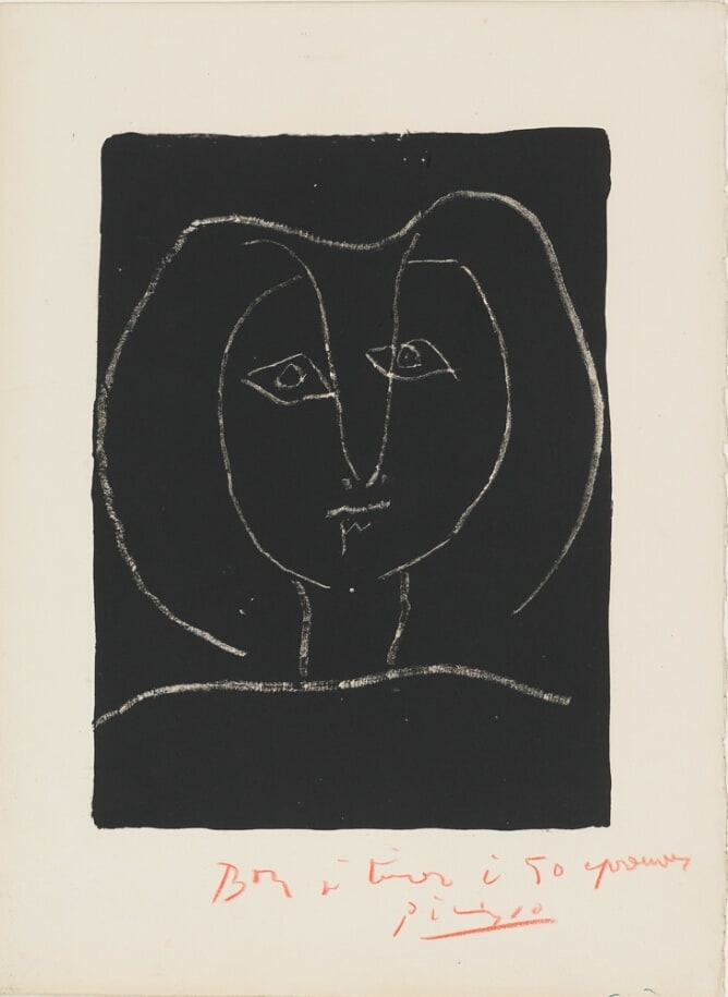 Stylized Woman's Head on Black Background