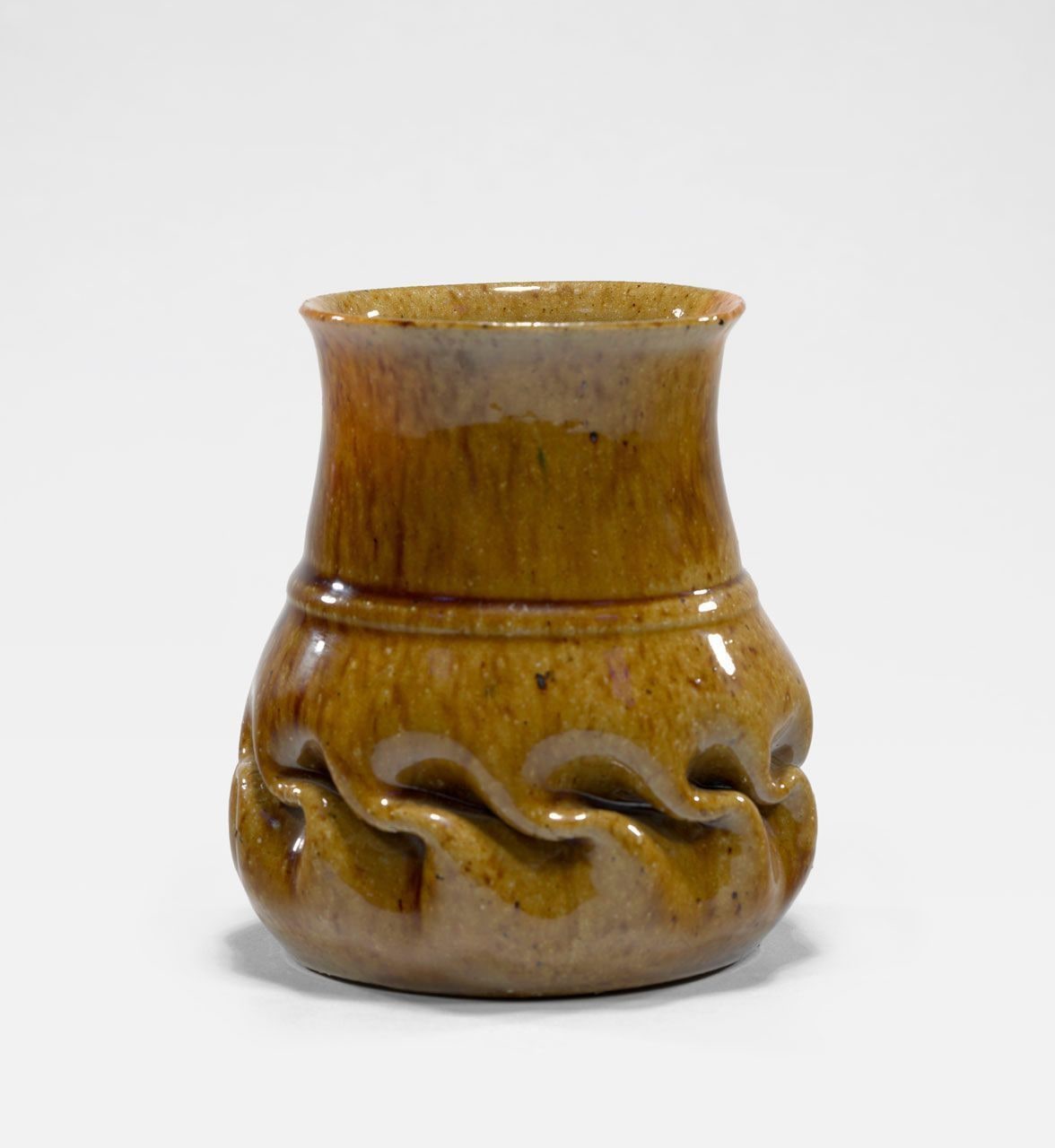 Vase with In-Body Twist and Mottled Brown and Tan Glaze