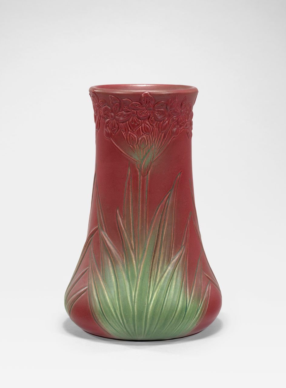 Incised Vase with Red Green Glaze