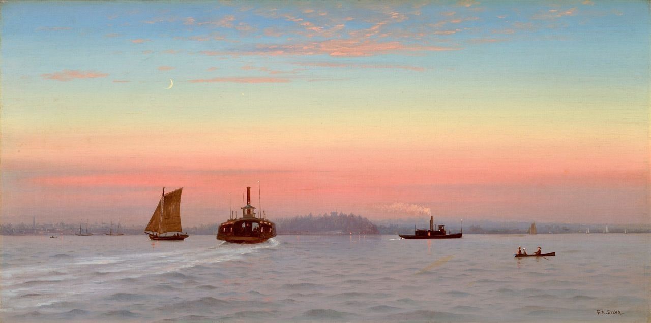 Twilight Over New York Harbor: Looking West to Hoboken