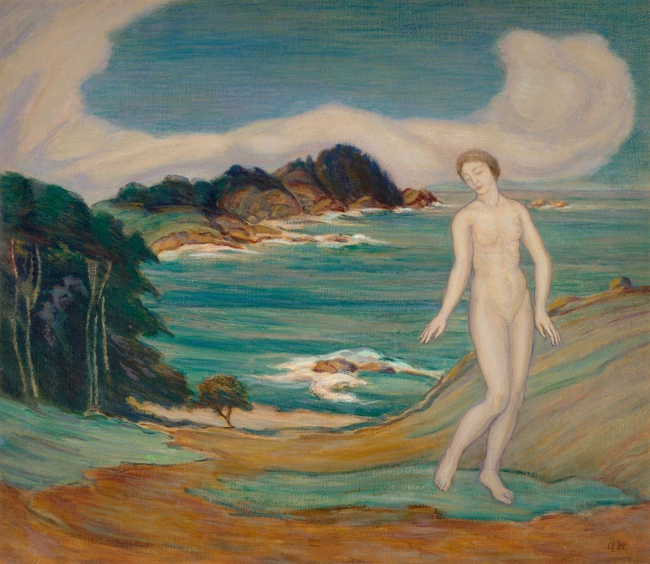 Untitled (Figure Floating with Lake in Landscape)