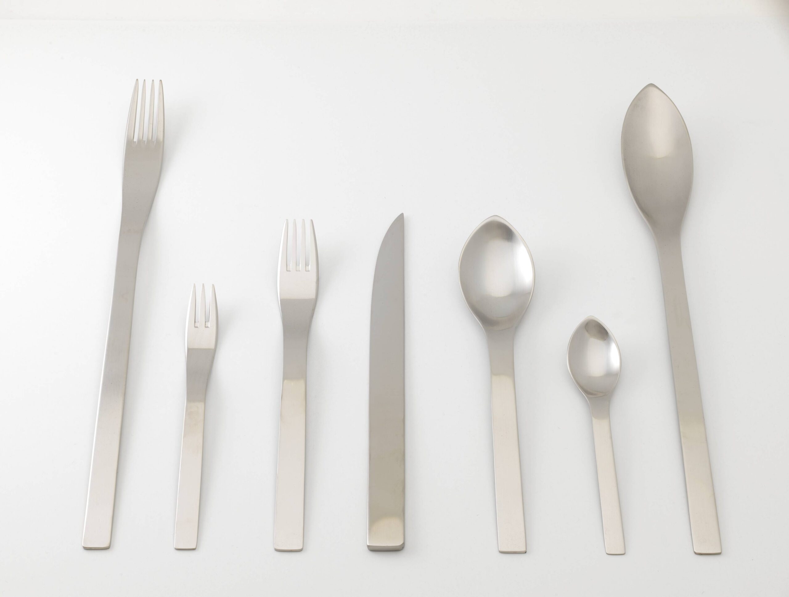 Steel matte flatware and salad servers