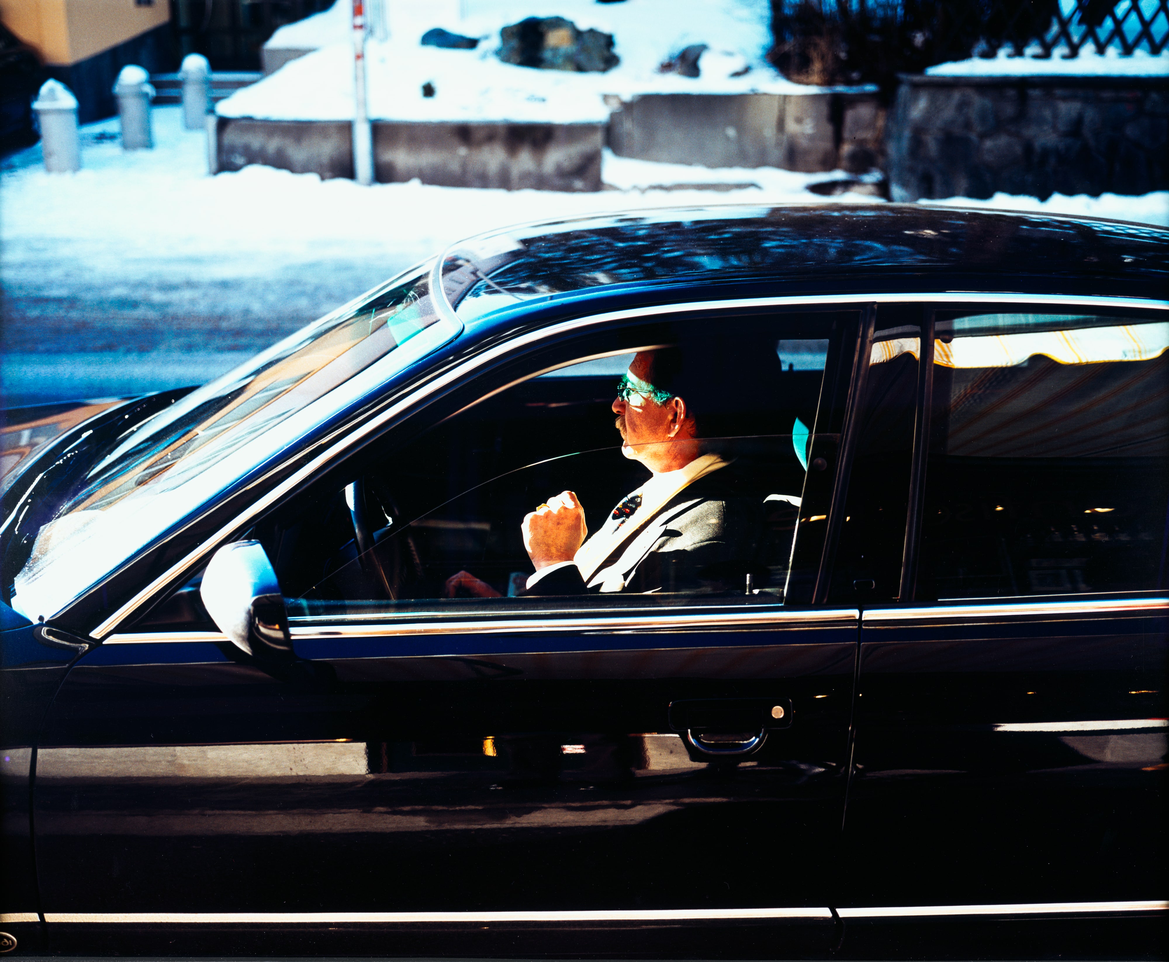 Bodyguard/Driver No.2, at Hotel Pöstli (waiting for Yassar Arafat), from the series Temporary Discomfort, Chapter I, The Valley. World Economic Forum WEF, Davos-CH, January 2001