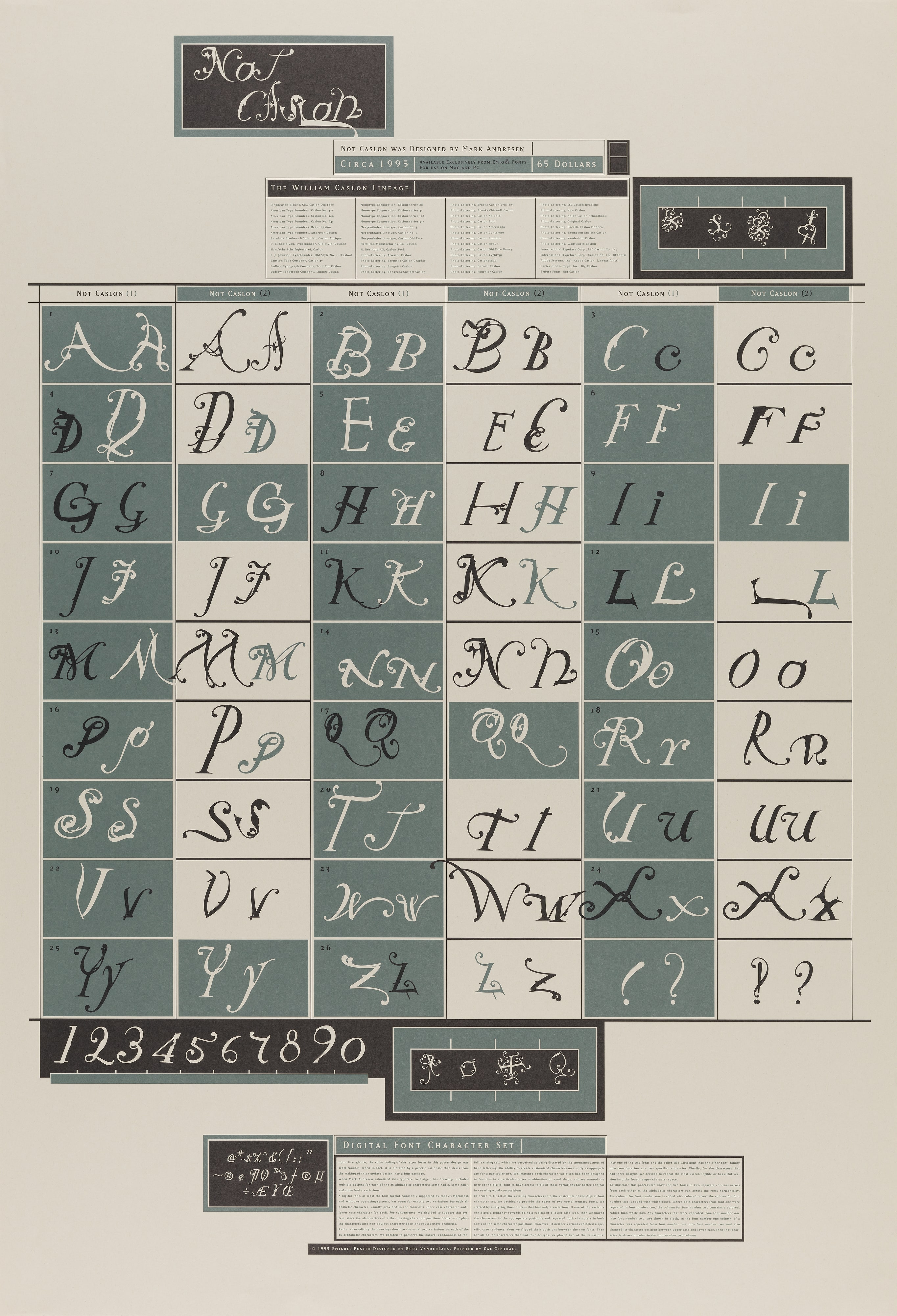 Mark Andresen’s Not Caslon font poster