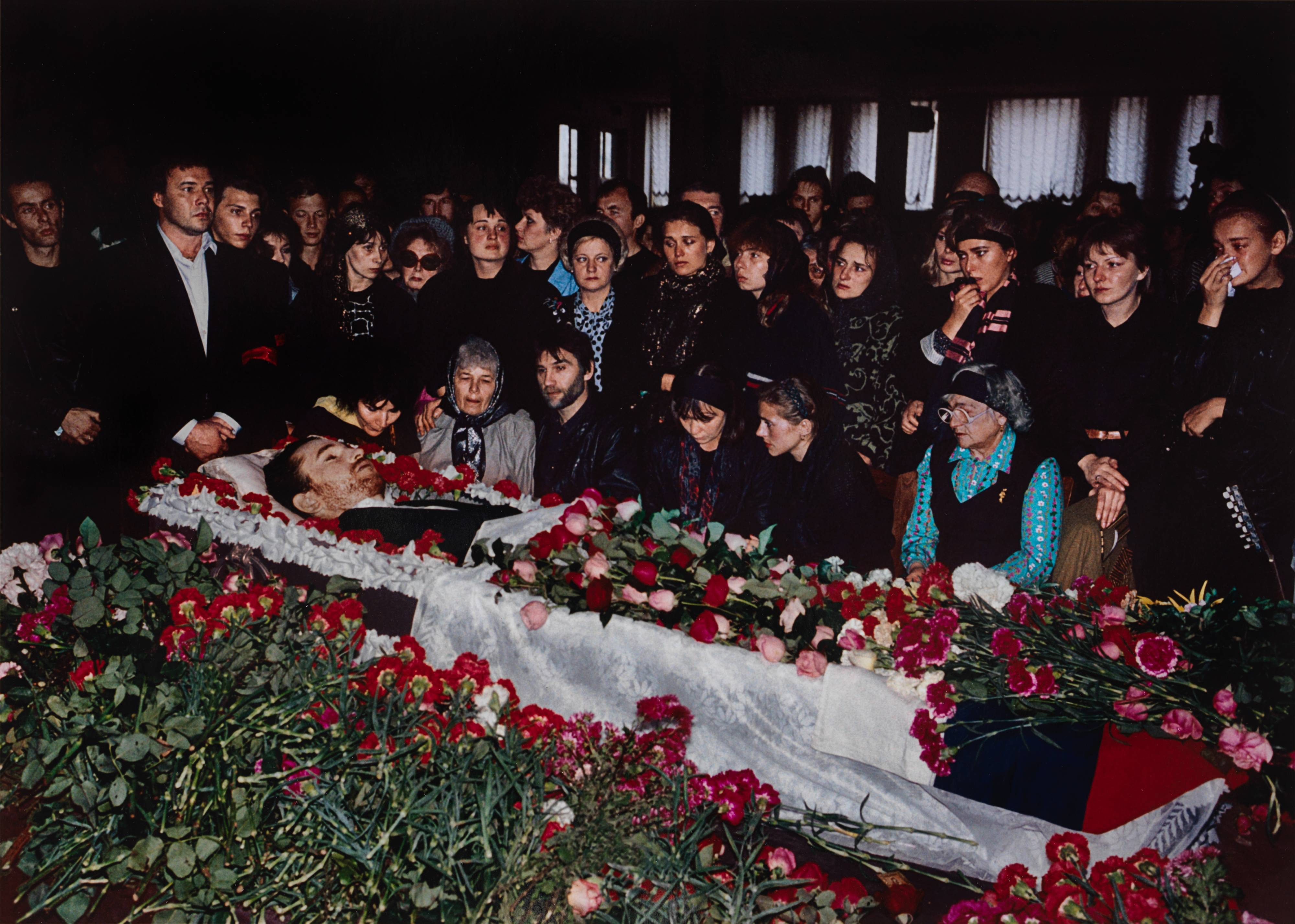 9/10/1991 Moscow, Russian SFSR. Funeral of rock singer Igor Talkov. During a concert, he was shot to death by a gunman connected to the Mafia. He was a devoted Russian Orthodox Christian and is said to have been a member of the Pamyat...