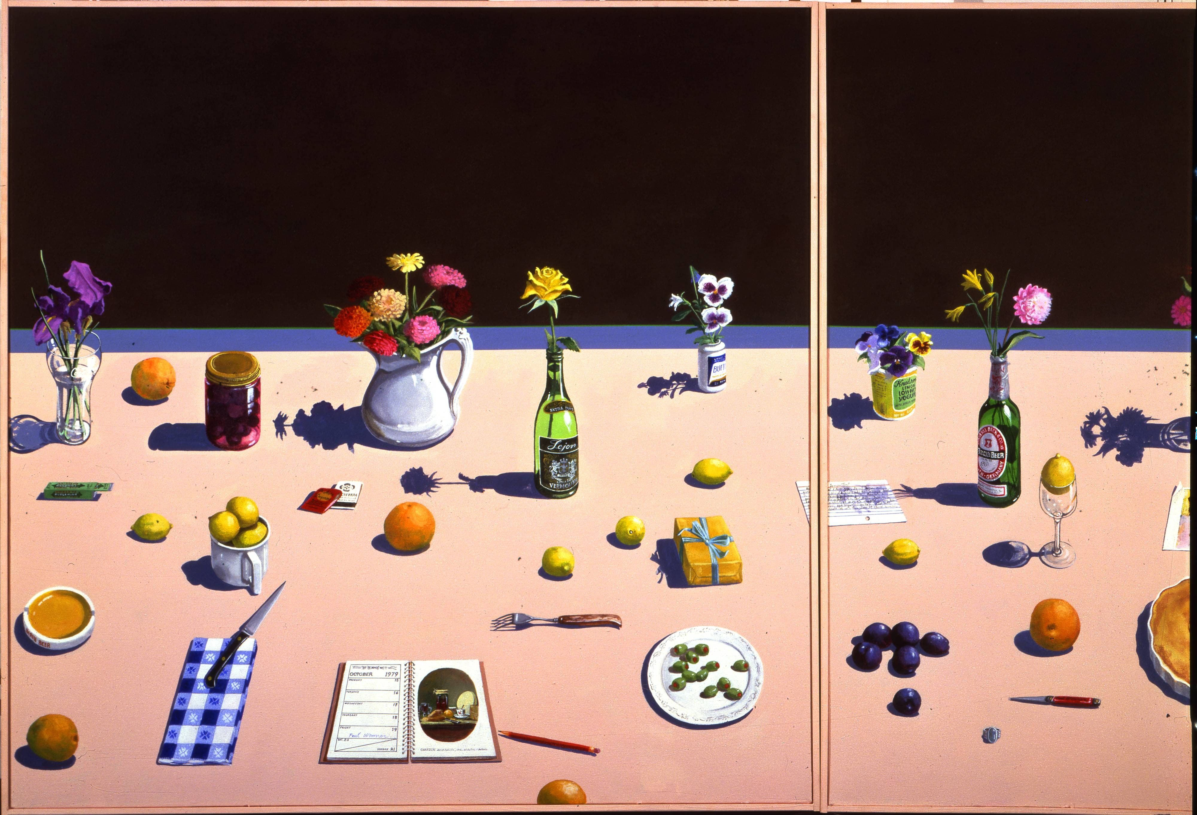 Dutch Still Life with Lemon Tart and Engagement Calendar