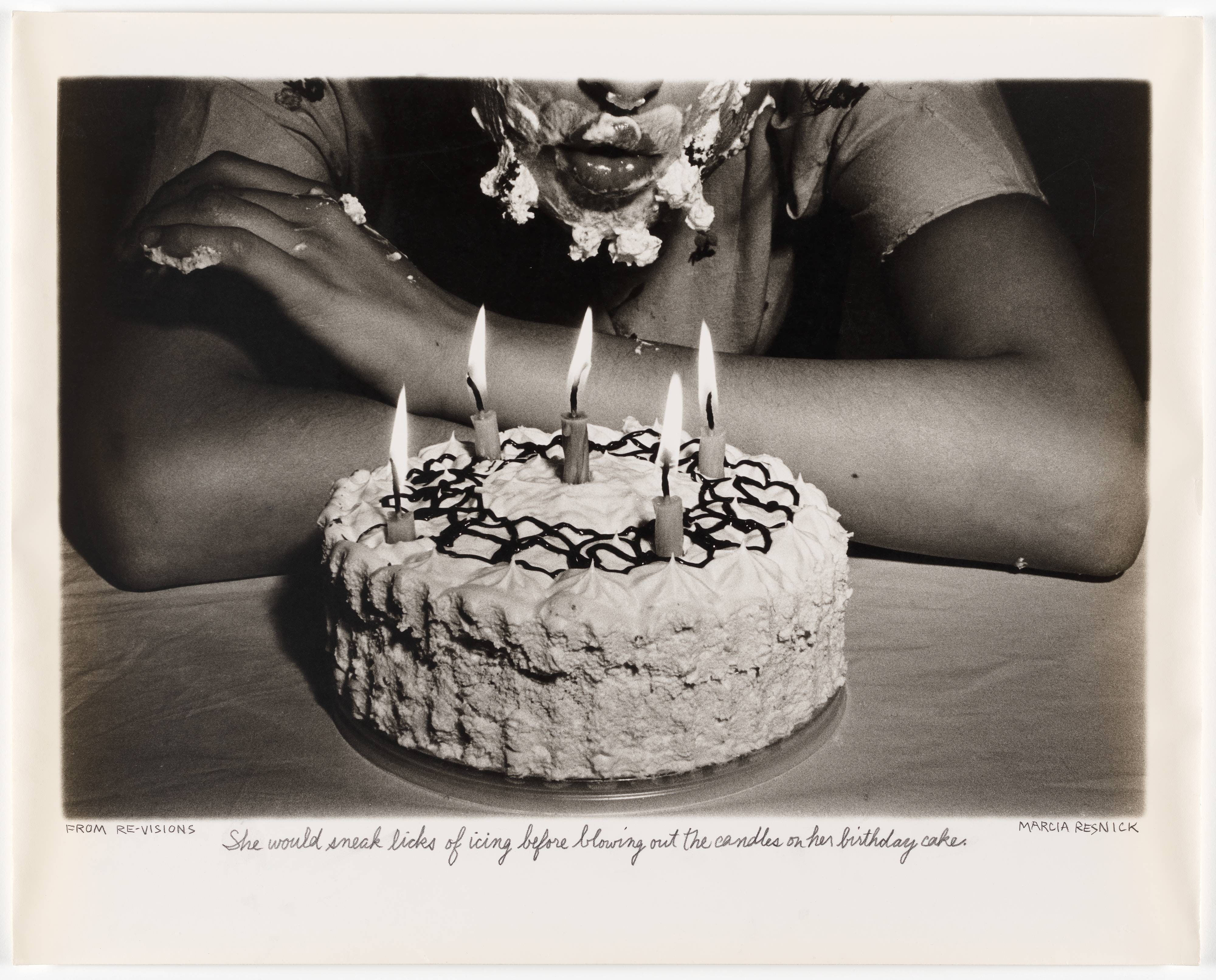 She would sneak licks of icing before blowing out the candles on her birthday cake, from the series Re-Vision