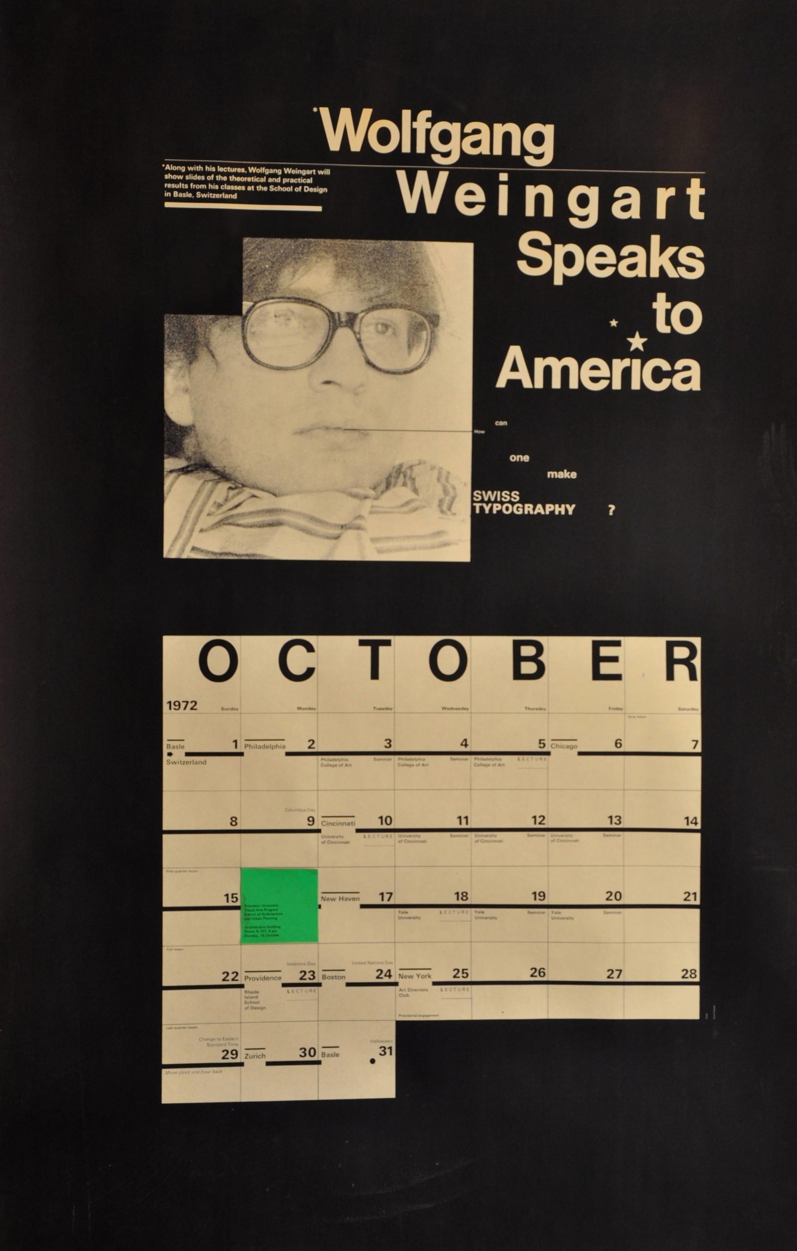 “Wolfgang Weingart Speaks to America” lecture, Princeton University poster
