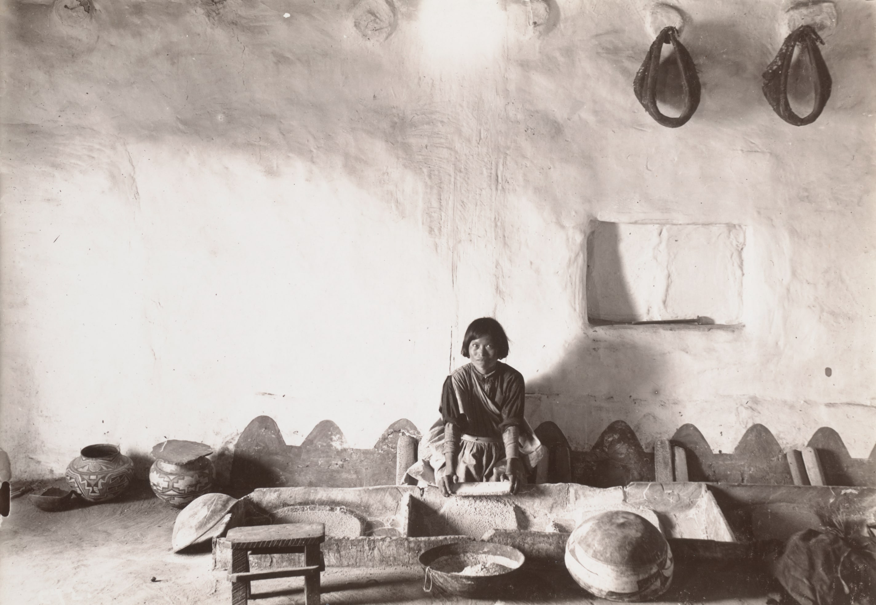 Hopi Woman Grinding Corn