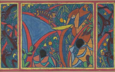 Design for Tiger Hunting Mural in the Cabaret Theatre Club