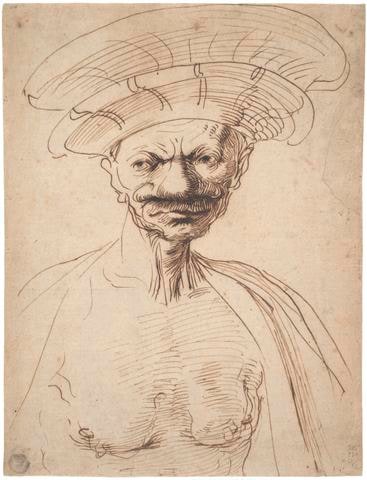 Caricature of a Man Wearing a Large Hat