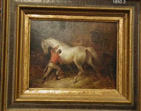 Man Grooming Horse