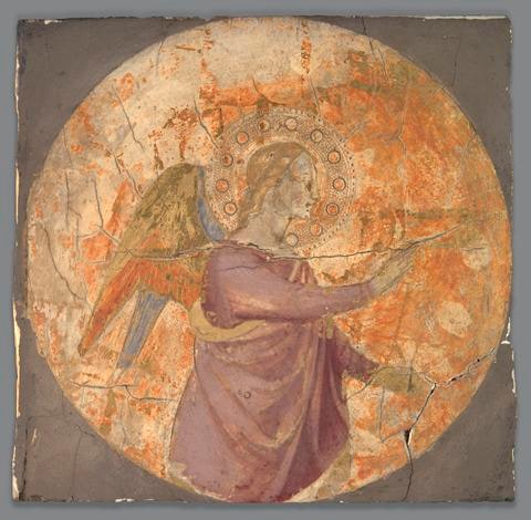 Annunciatory Angel, One of Three Fragments from a Folding Triptych
