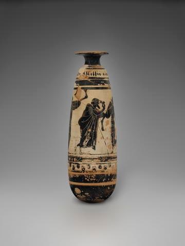 White-ground black-figure alabastron