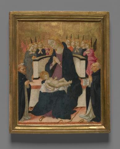 Virgin and Child Enthroned with Saints Peter Martyr and Vincent Ferrer(?) and Adoring Angels