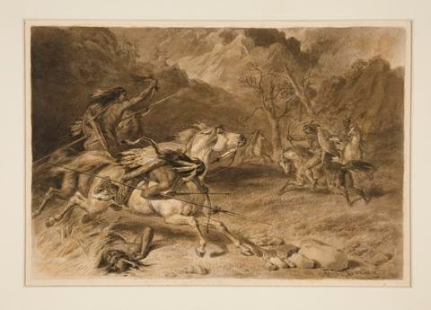 Drawing for The Encounter (Indian Fight on Horseback)