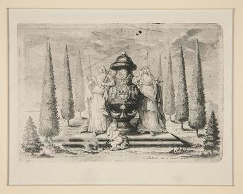 Mourning representation for the member of a noble family with allegorical figures of Faith and Love