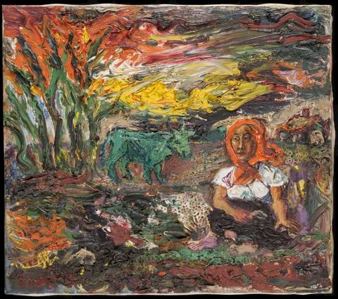 Woman With Green Cow