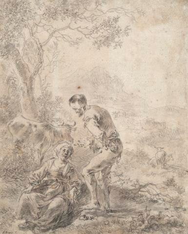Farmers in a landscape