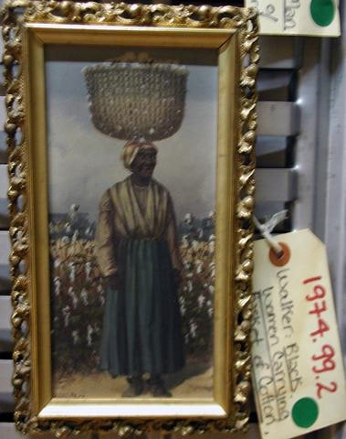 Black Woman Carrying Basket of Cotton