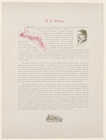 E.A. Abbey (Biography of Edwin Austin Abbey, with 3 pen-and-ink illustrations by Percy Moran)